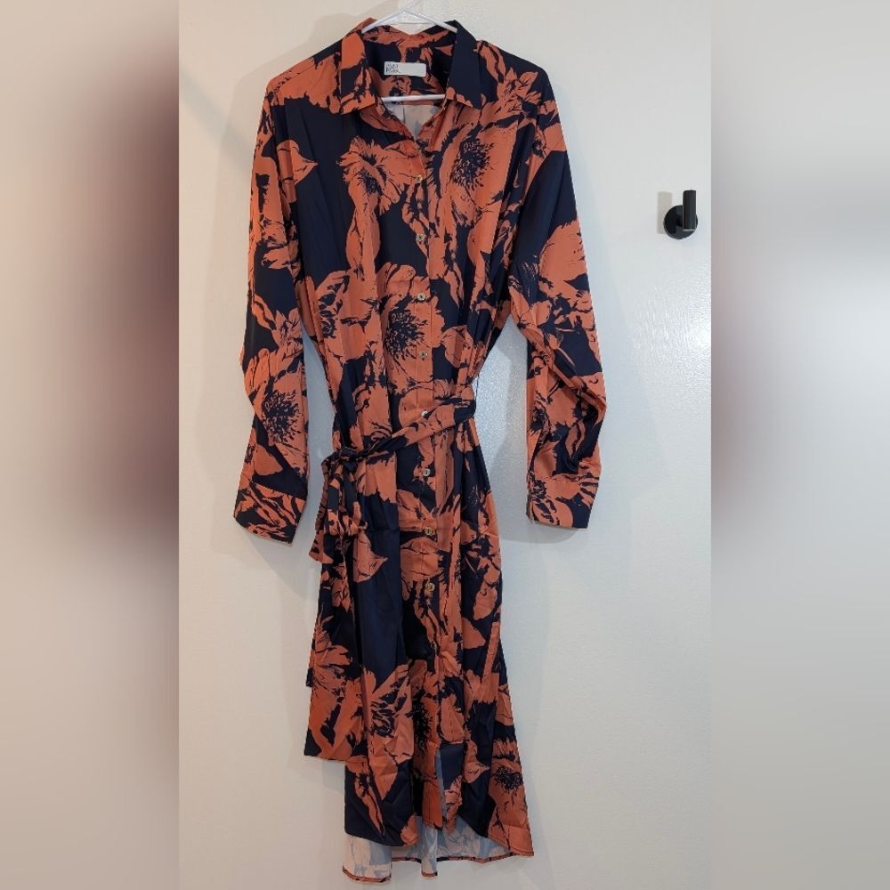 Pari Passu NWOT Floral Shirt Dress Size 18 Plus Quiet Luxury Modern Minimalist - Picture 6 of 11